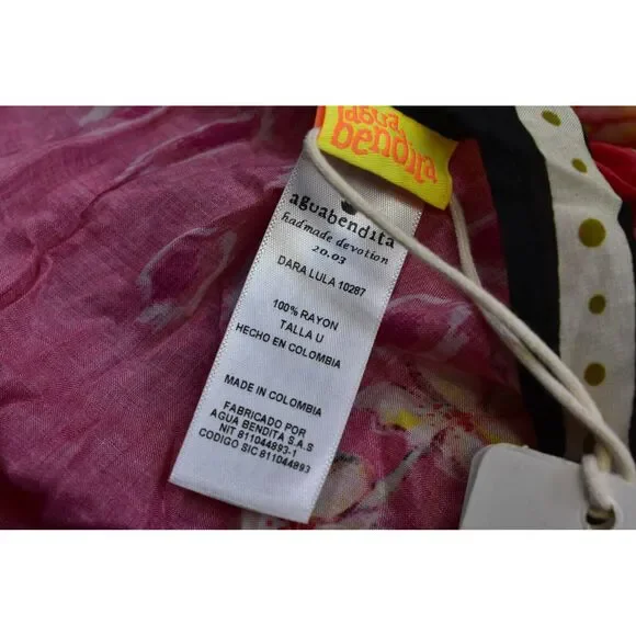 Agua Bendita Dara Lula Cover Up Multicolor Bright Print Lightweight Floral OS - Picture 5 of 7